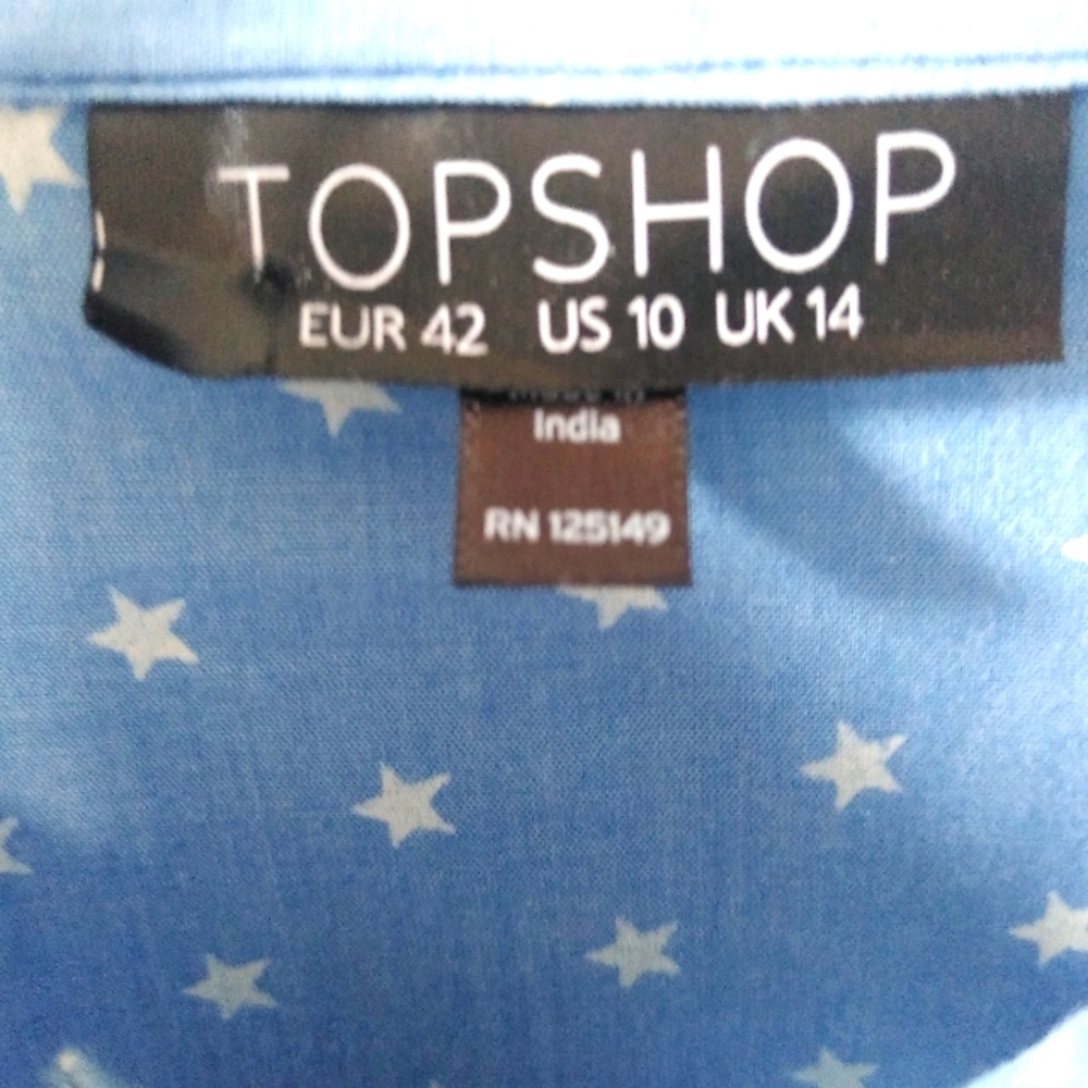 Topshop blouse size 10 blue and white bottom down